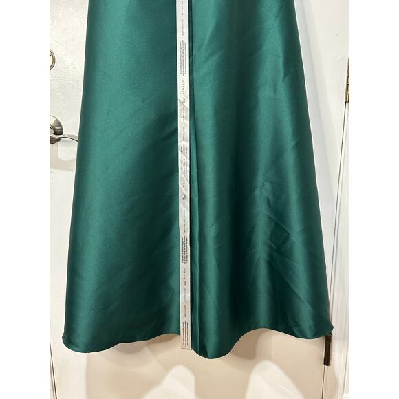 Alfred Sung Strapless Satin Gown Draped Skirt Front Slit Hunter Green Size 4 NWT - Picture 14 of 15